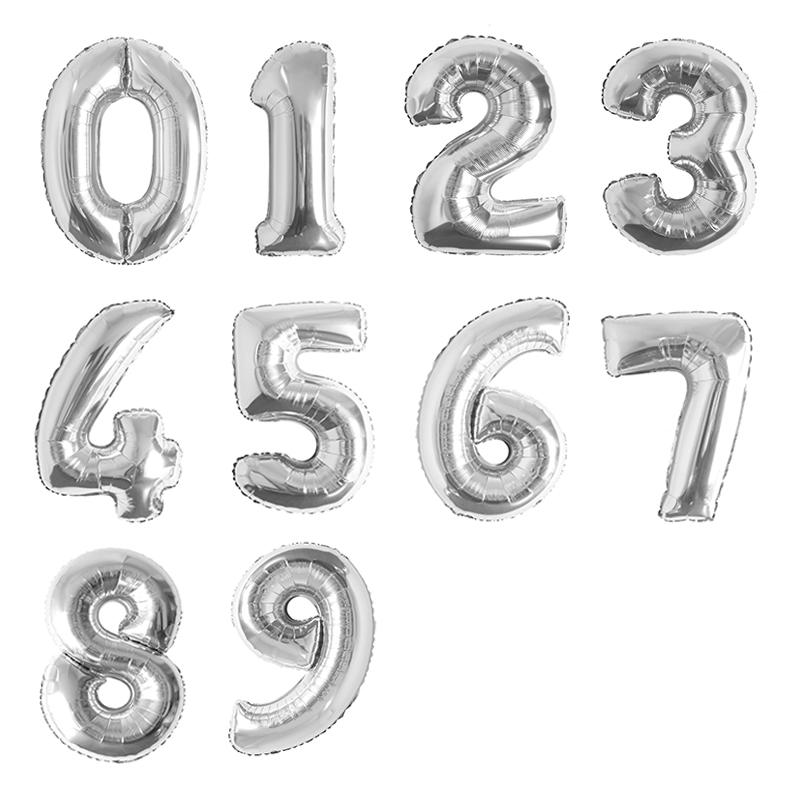 Silver number balloon