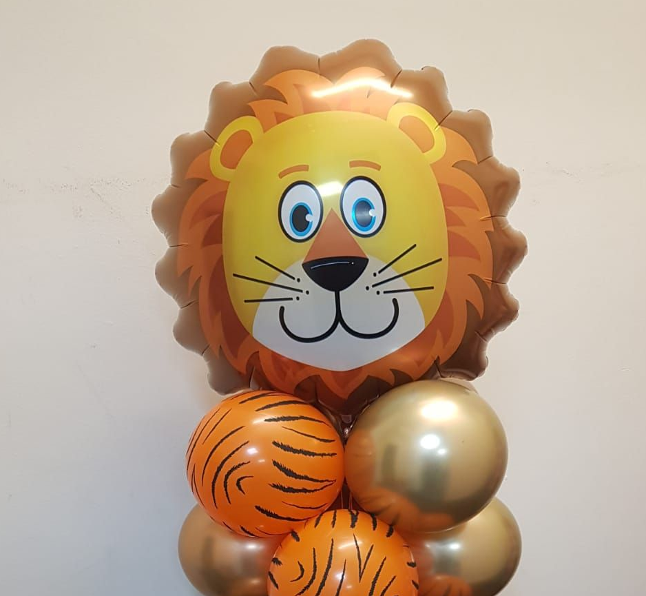 Lion head balloon on a base