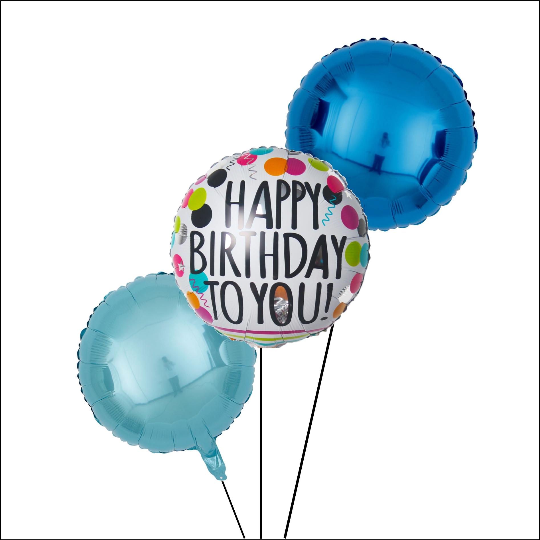 Balloon Bouquet - Happy Birthday - Multi Spots (Blue)