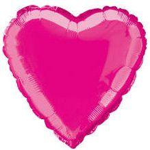 Magenta Heart Foil Inflated Balloon