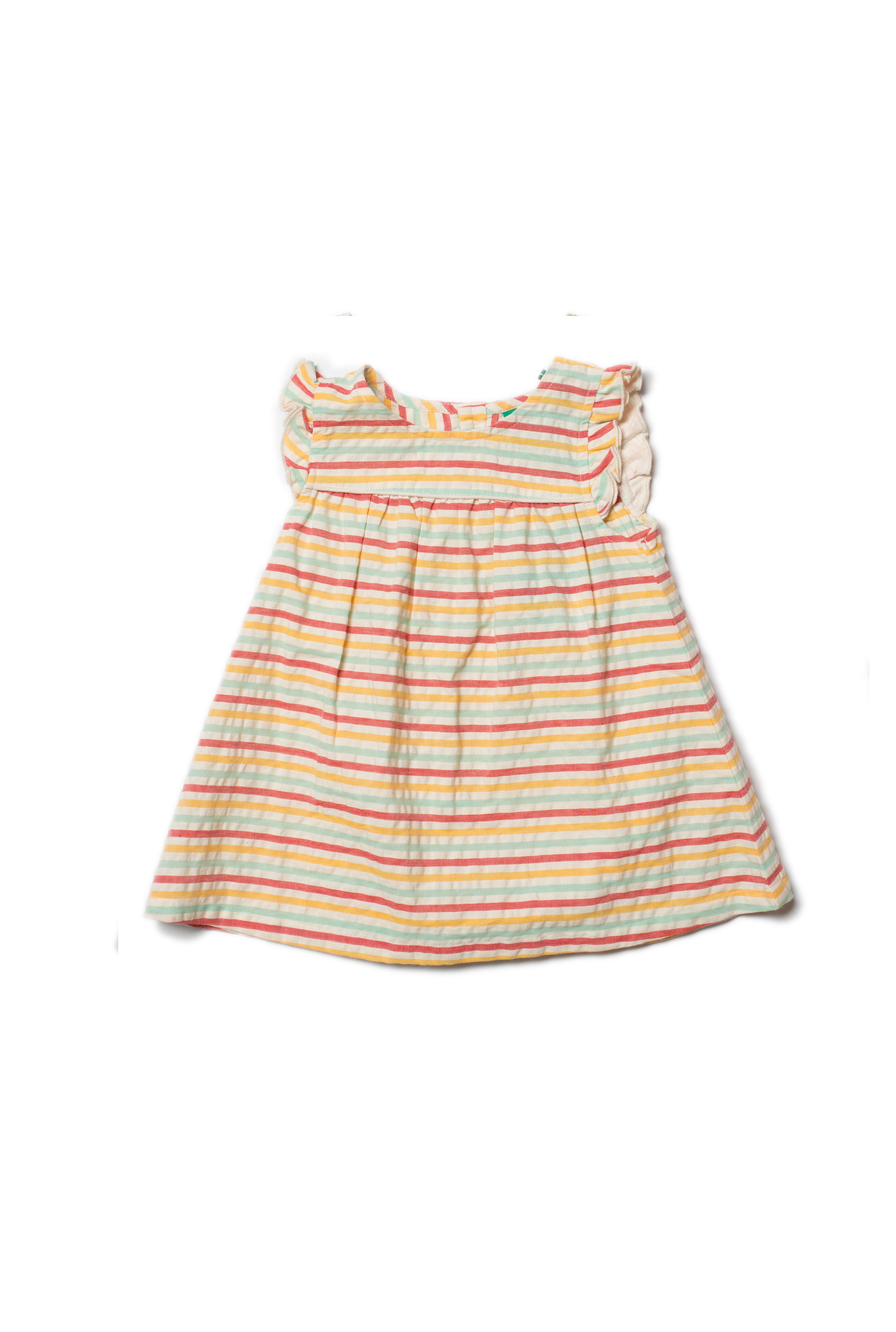 Product image of airy cotton dress in sunset colour stripes