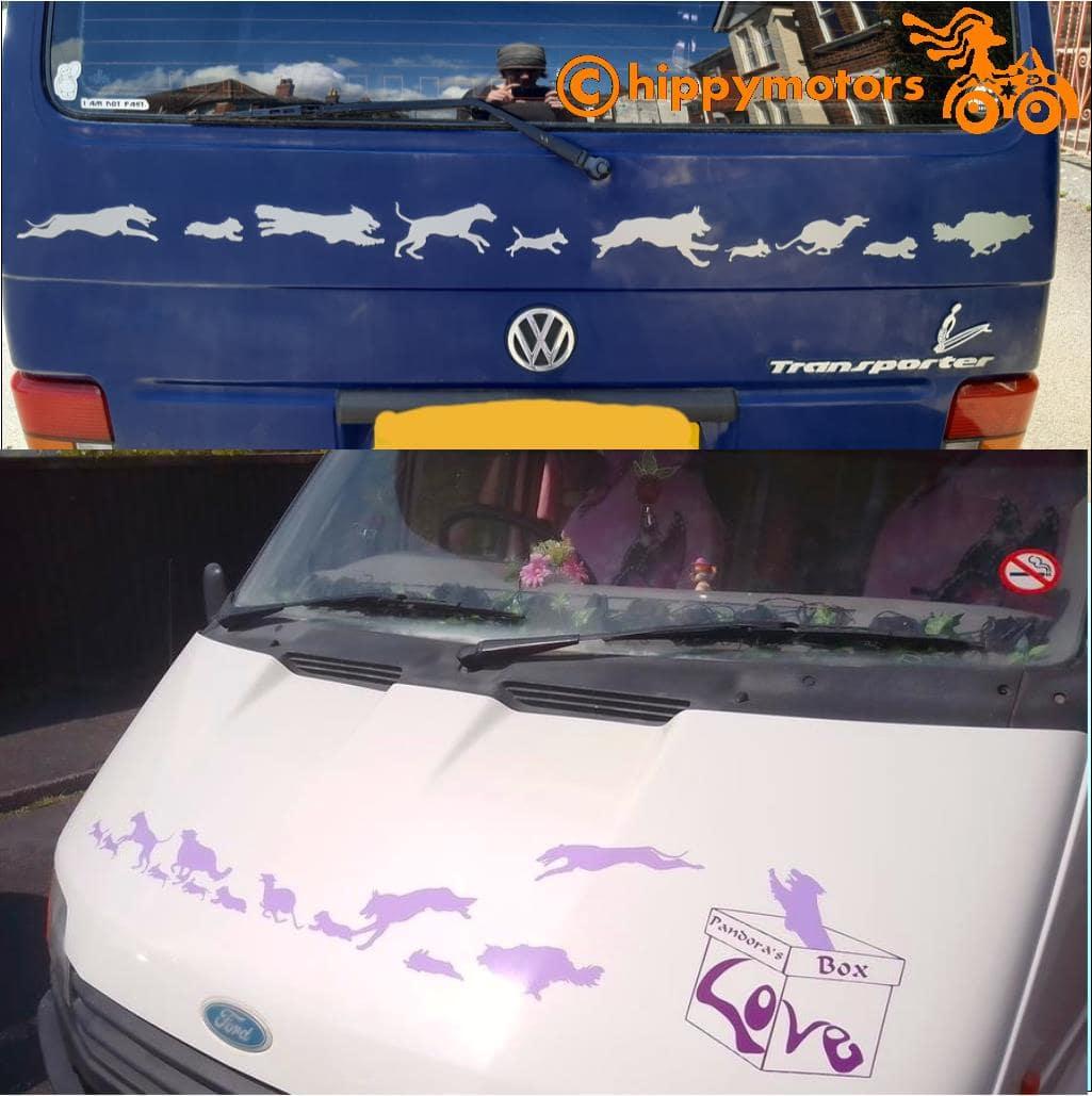 runing dogs decal transfer for campervans and cars