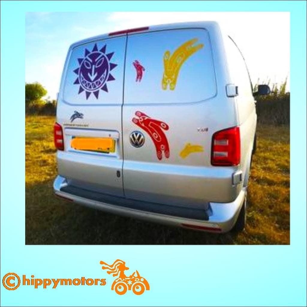 levellers face and rabbit campervan decal stickers