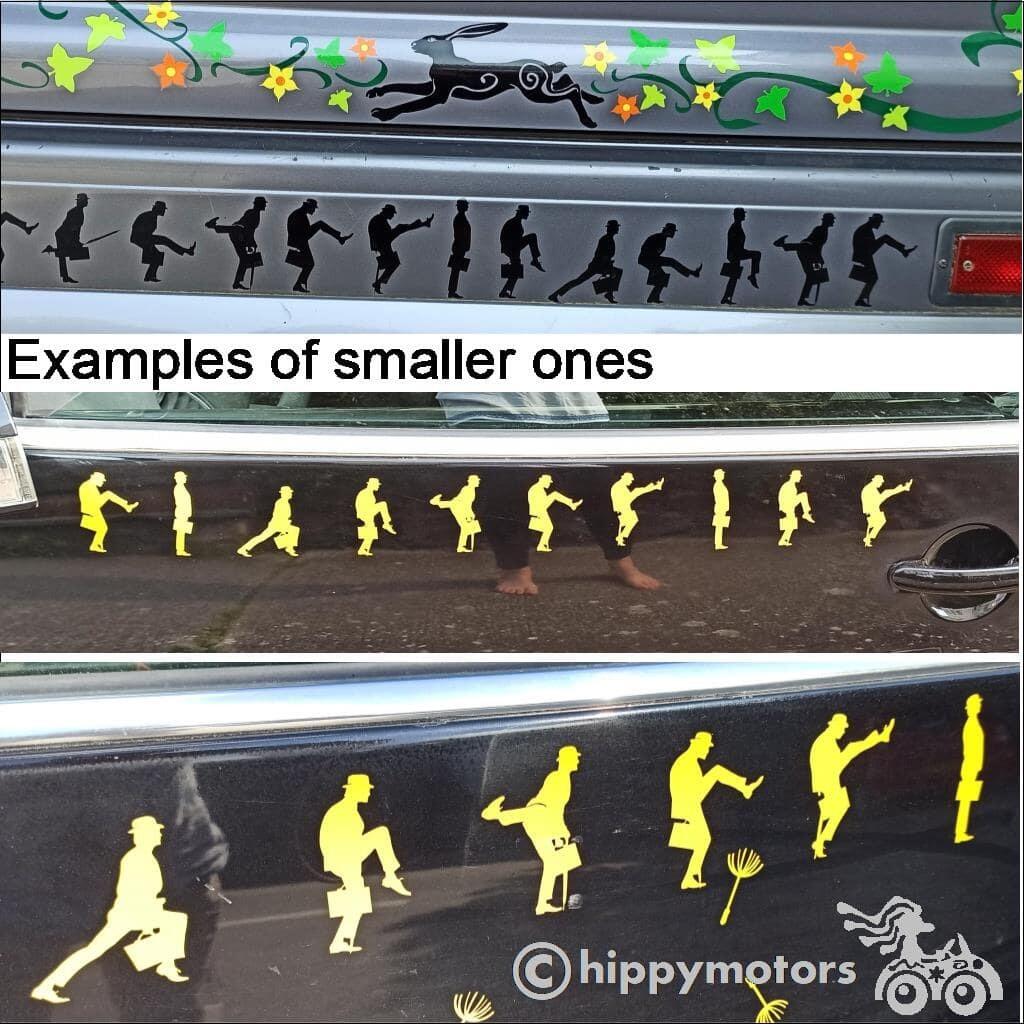 Ministry of silly walks decal on cars