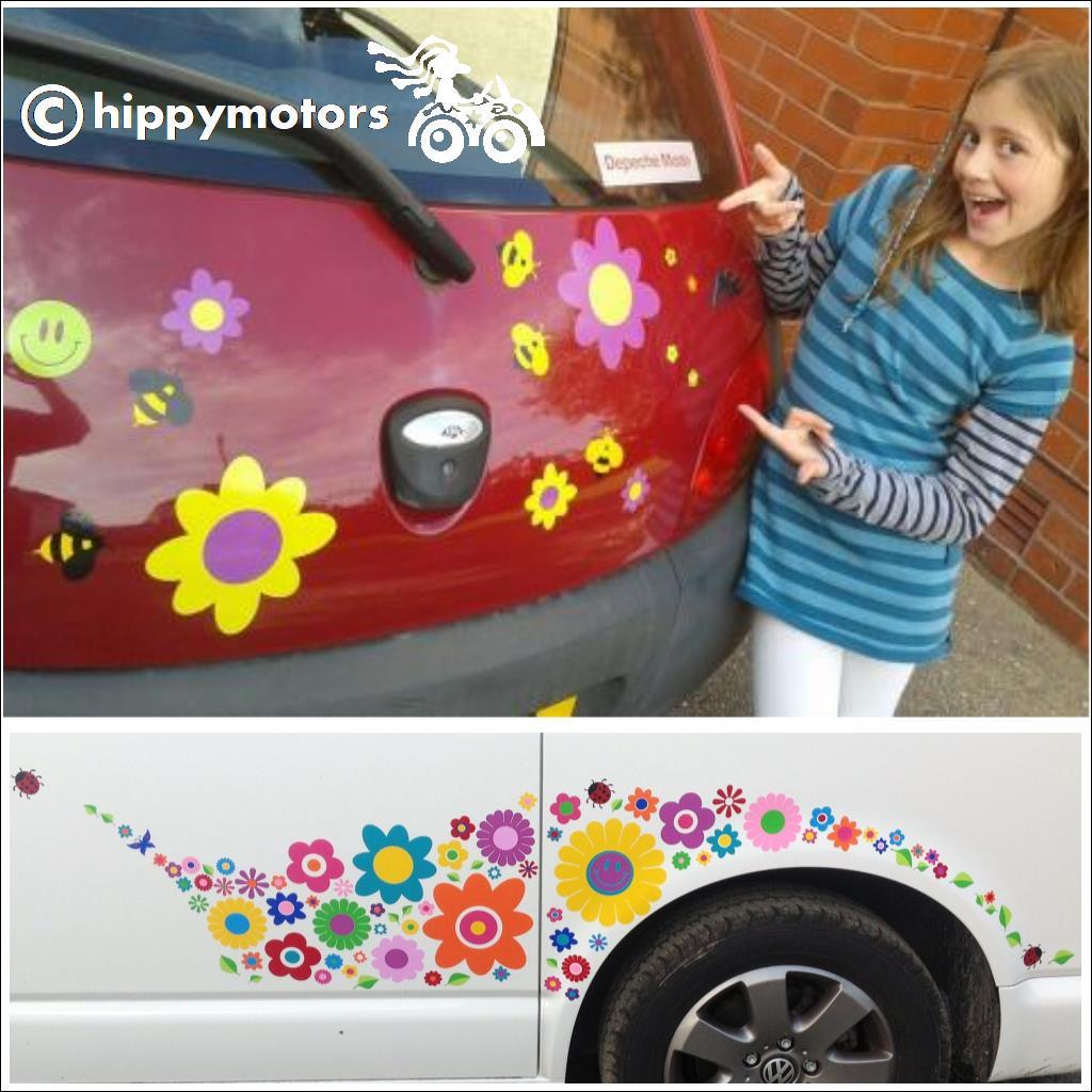 Flower car stickers on cars