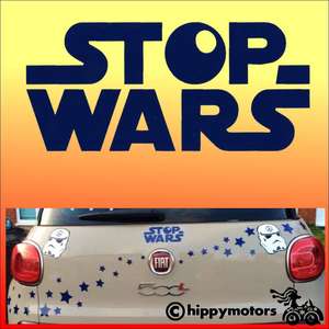 stop wars in a star wars style decal on a car