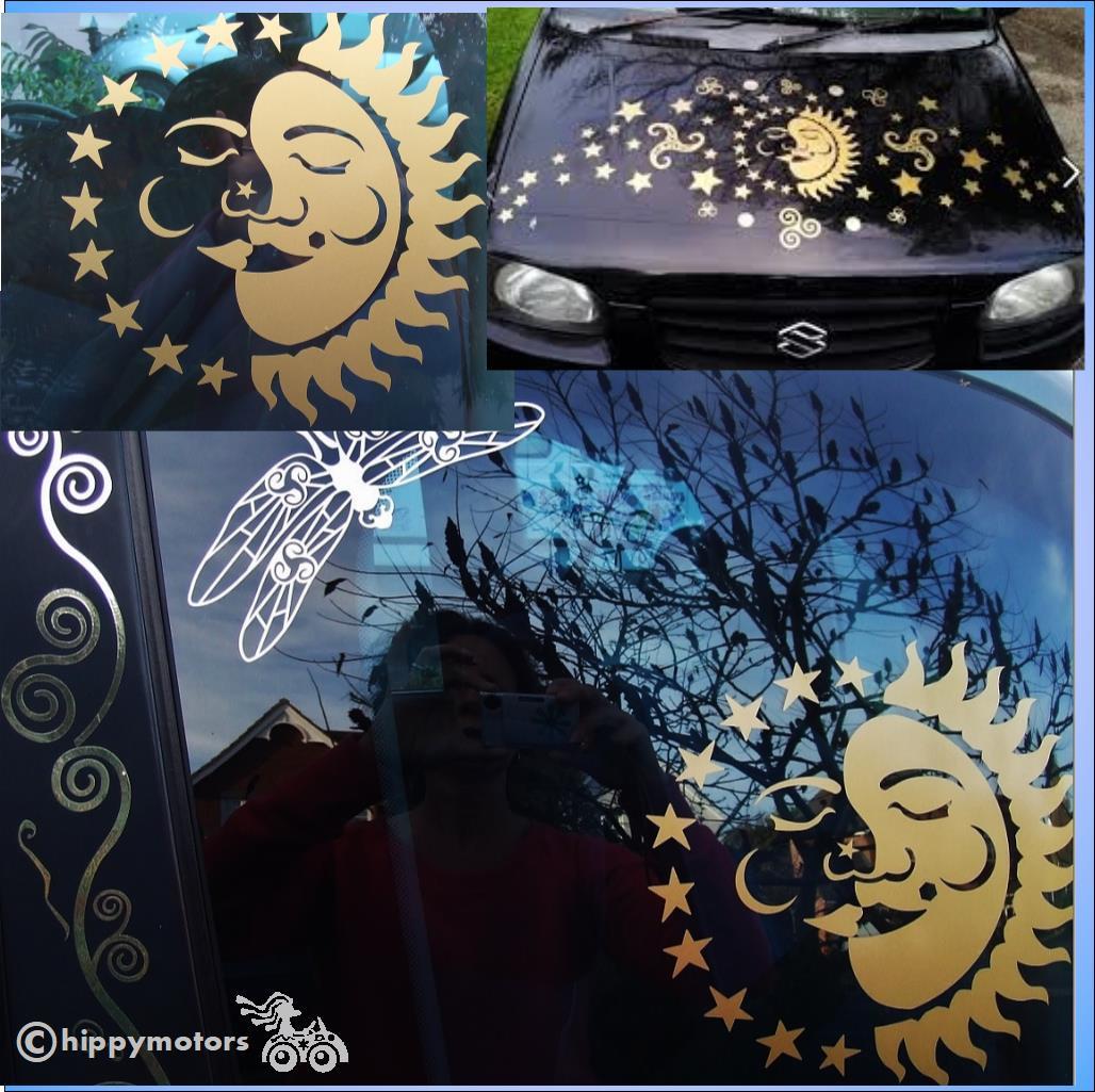 sun moon astronomy sticker window decal car transfer hippy motors