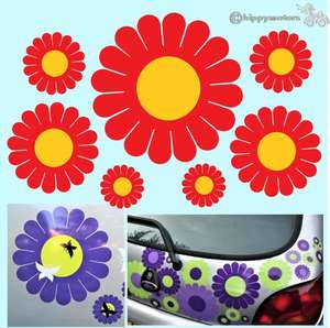 Gerbera daisy car stickers on car boot