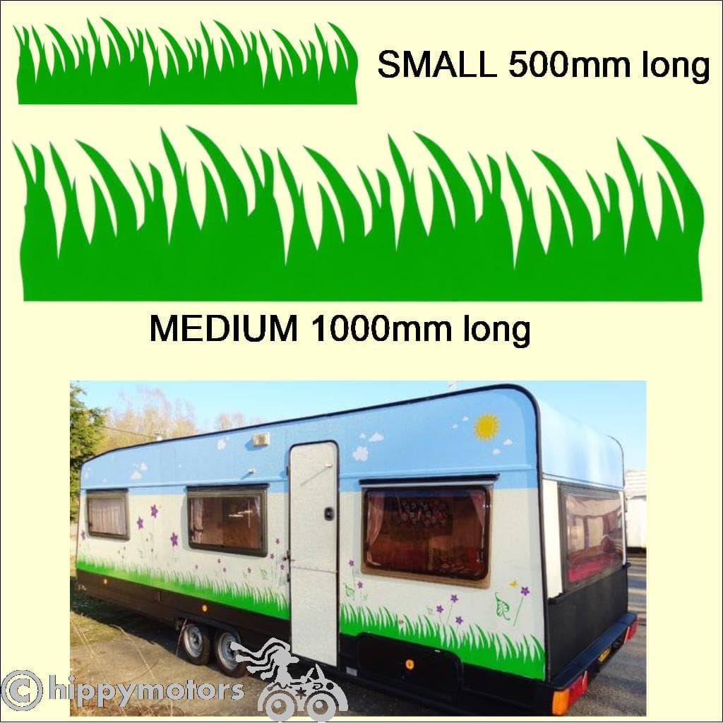 long grass sticker with clouds and sun on caravan