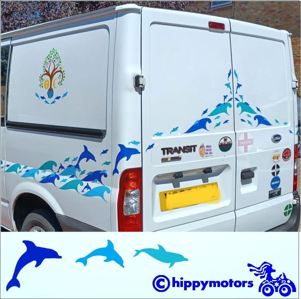 dolphin car sticker decals on ford transit camper van