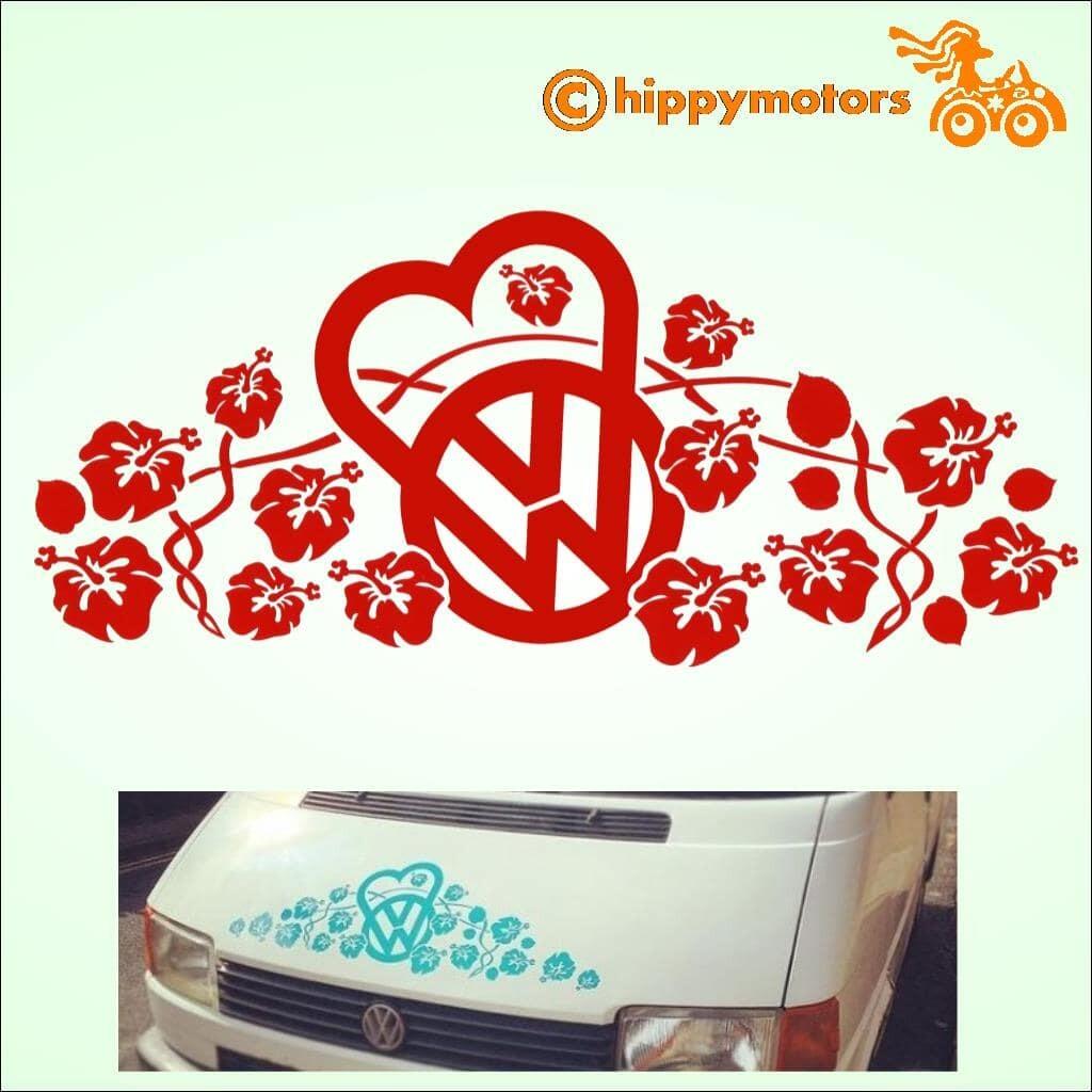 VW heart hibiscus decal stickers for T1 T2 T3 T5 camper vans and cars