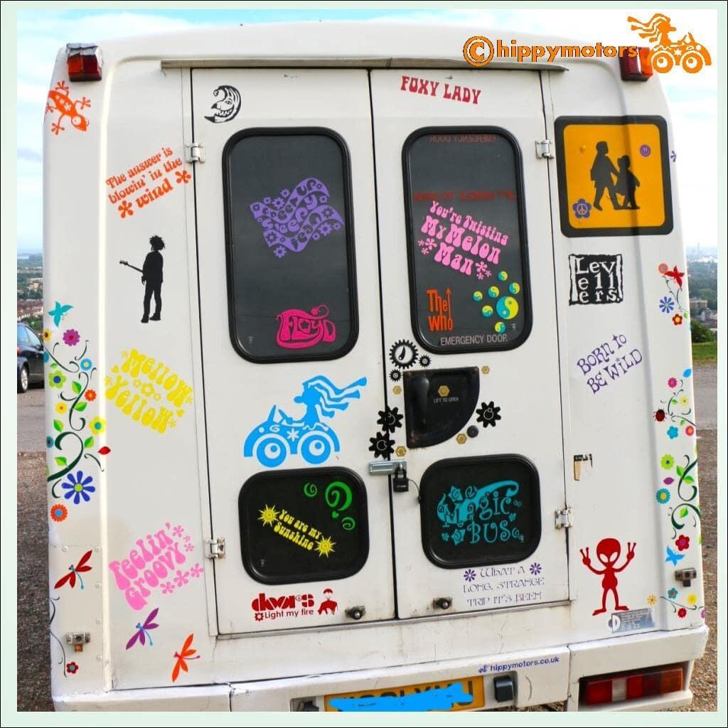 hippy sayings vinyl car stickers decals on campervan