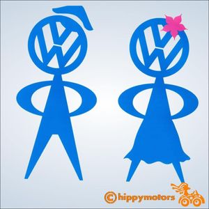 vw bubblehead man and woman decal