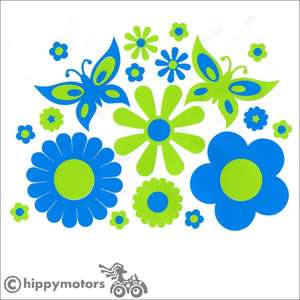 Mixed flower bed and butterfly decals for cars