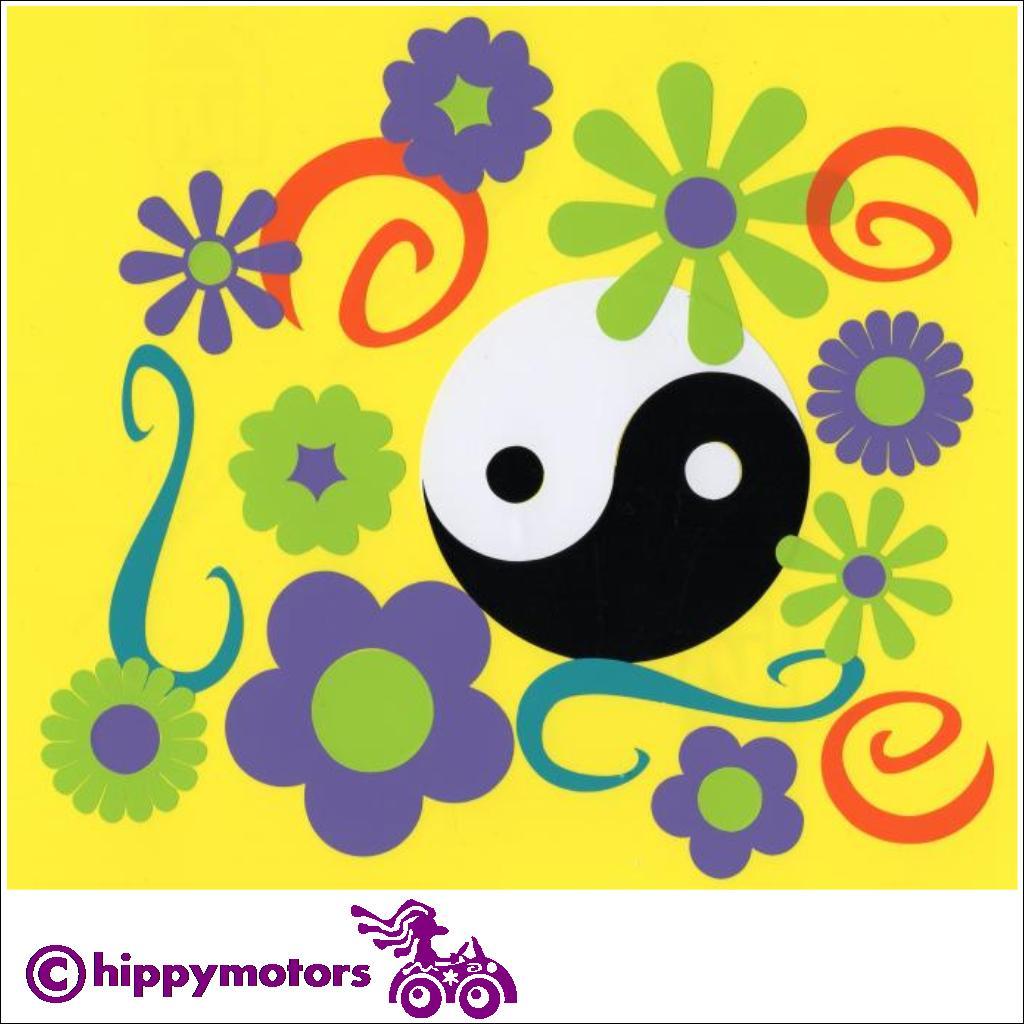 flower yin yang and curl car decal set