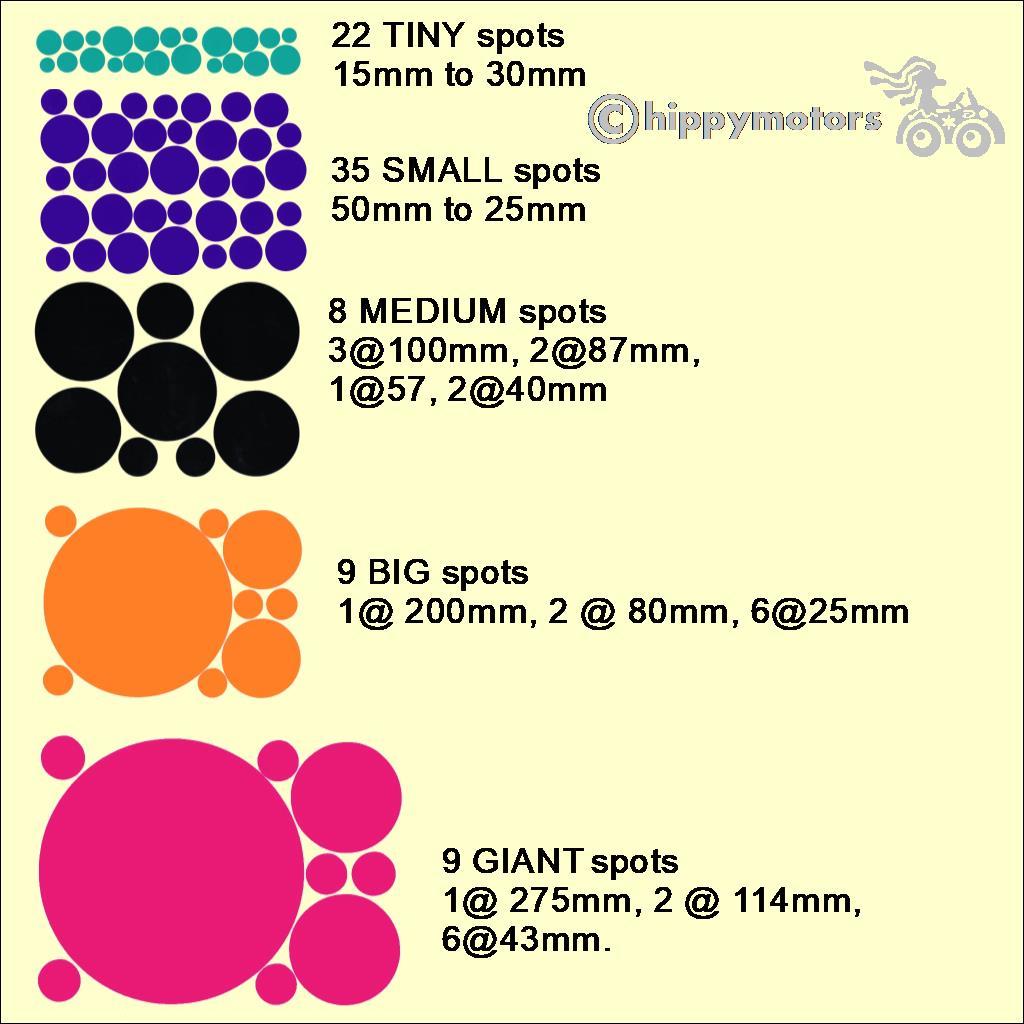 spot vinyl stickers in different colours and sizes