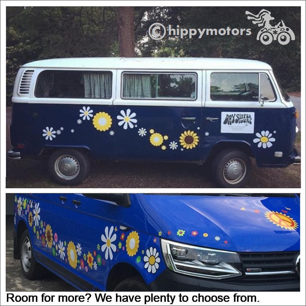 Big Flower graphics Decals on a camper van