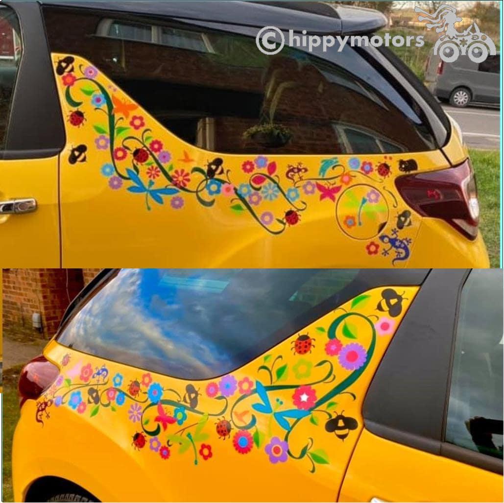 bee ladybird flower car vinyl decals hippy motors