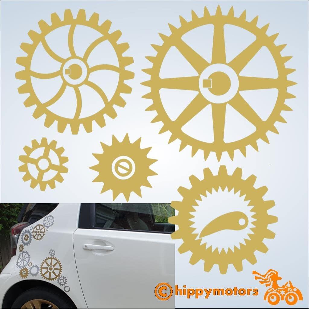 steam punk style gears and cogs vinyl decal for cars caravans and camper vans