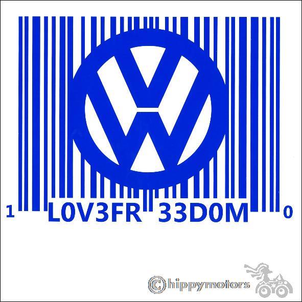 VW logo in a bar code decal