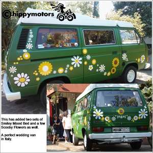 Large Flower Stickers on VW camper van