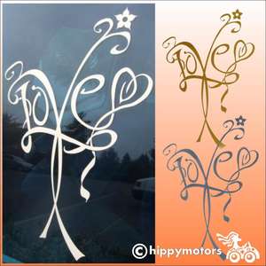 vinyl Decal of the word love with a vine around it for car window