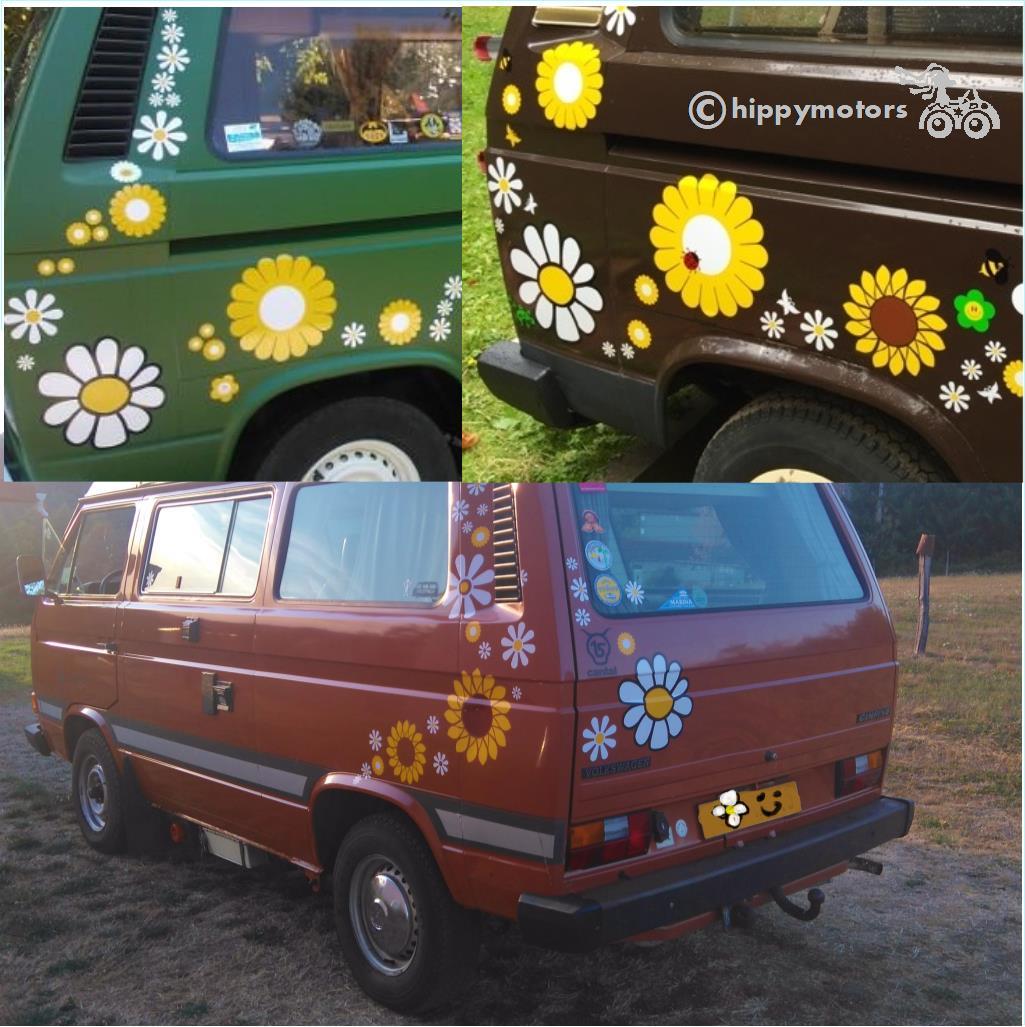 VW camper van daisy flower decals on Westfalia campervan