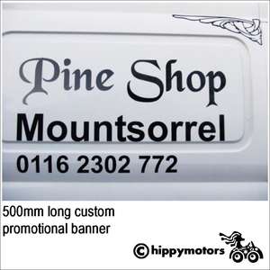 custom wording banner on van