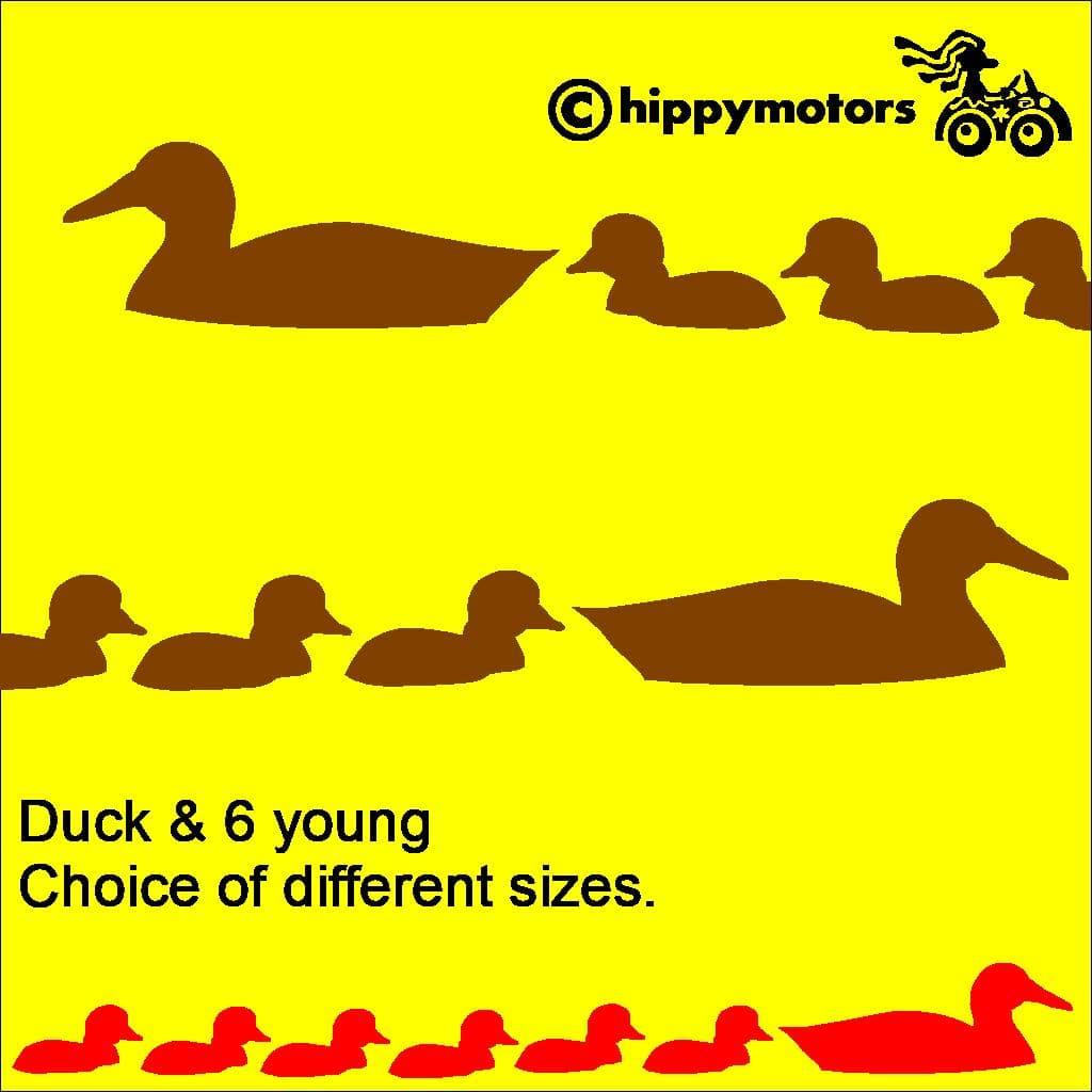 family of swimming ducks decal outlined