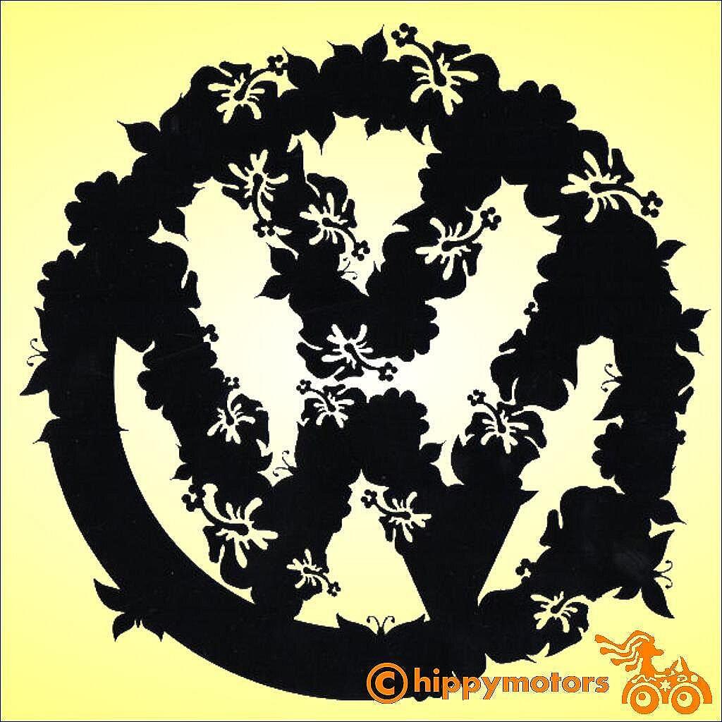 vw logo changing to flowers and butterflies vinyl  decal