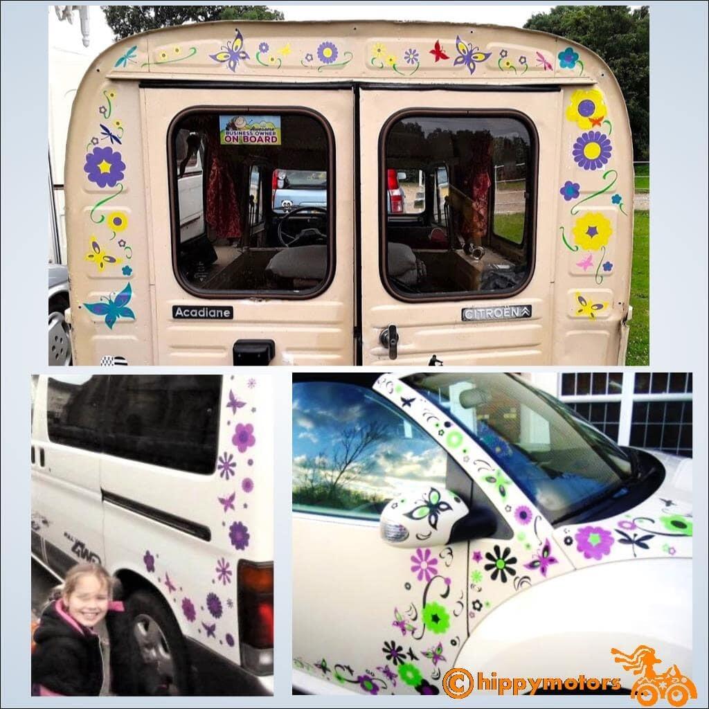 flower and butterfly car vinyl decal stickers by hippy motors