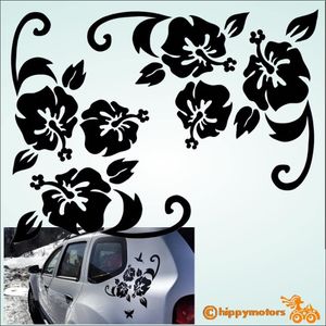 corner hibiscus vinyl car sticker graphics