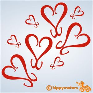 heart swirl curl vinyl decal stickers for vehicle wall window