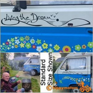 living the dream saying decal on van
