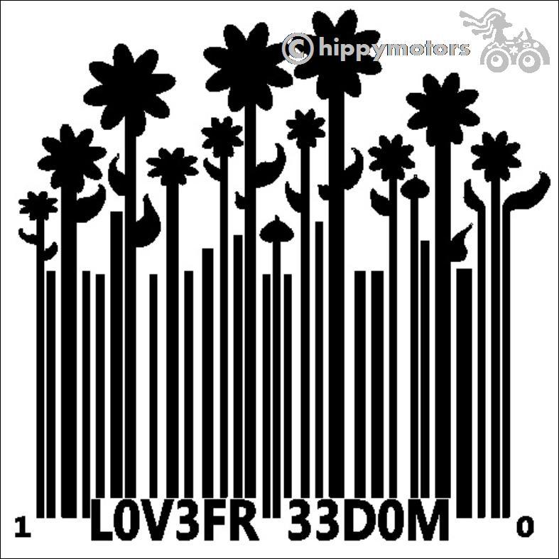 Bar code growing to flowers decal