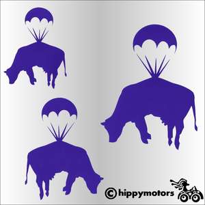 parachuting cow decal sticker for cars and windows