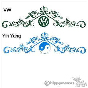 large VW yin yang curly scroll vinyl sticker decal for camper vans cars and caravans