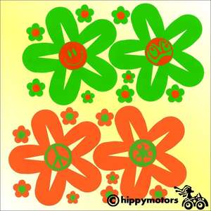 flowers with symbols in the centre decals