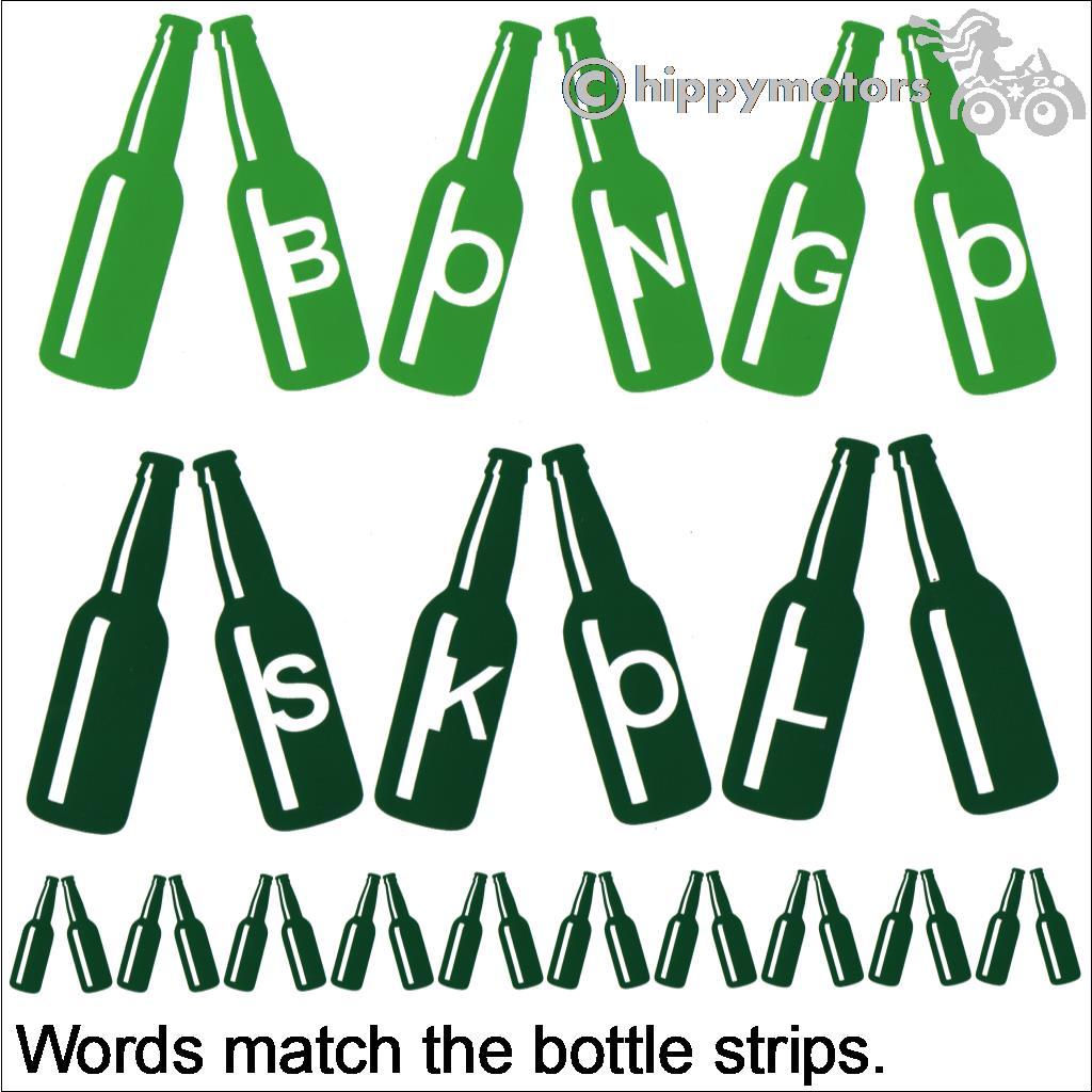 Beer Bottle decals with wording