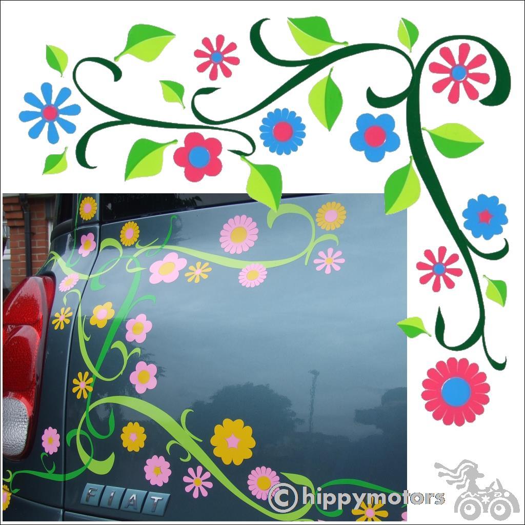 Vine and flower decal on car