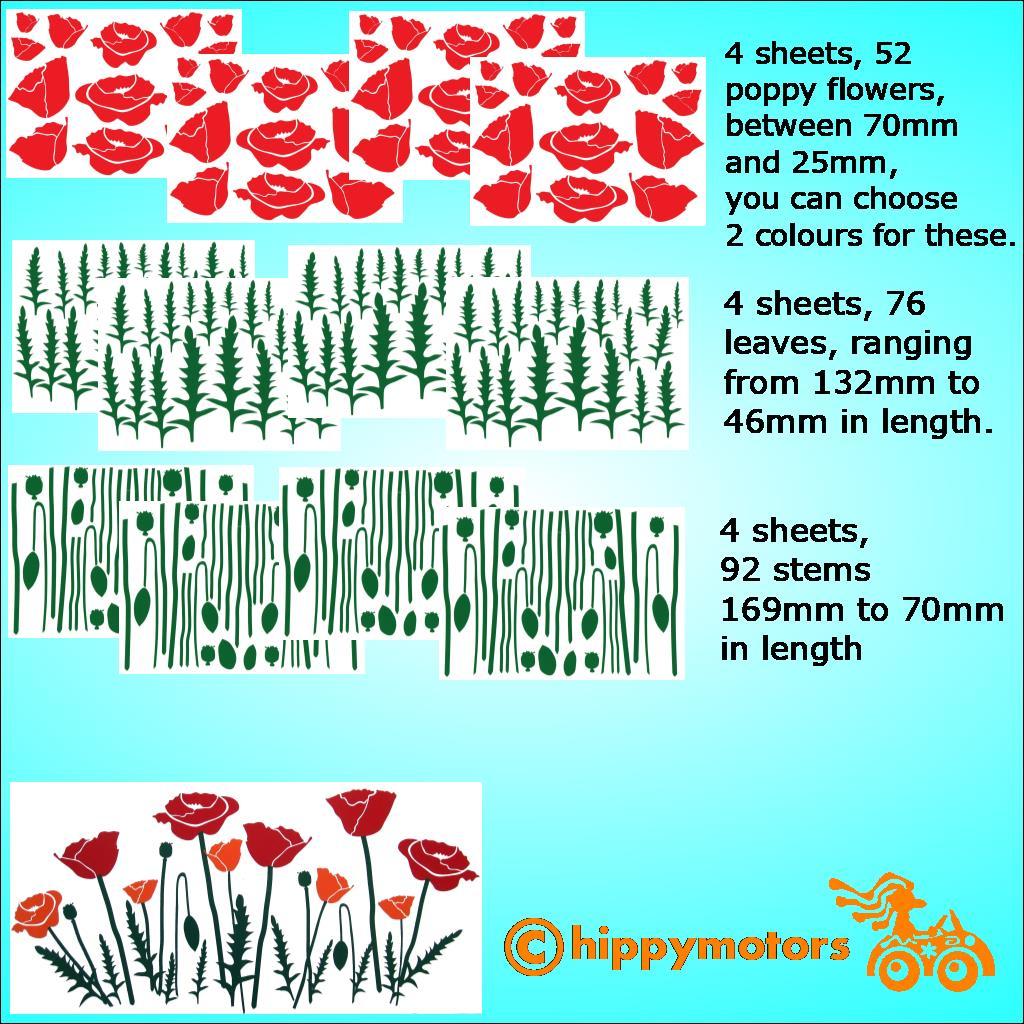 poppy flower and stem stickers for caravans and cars by hippy motors