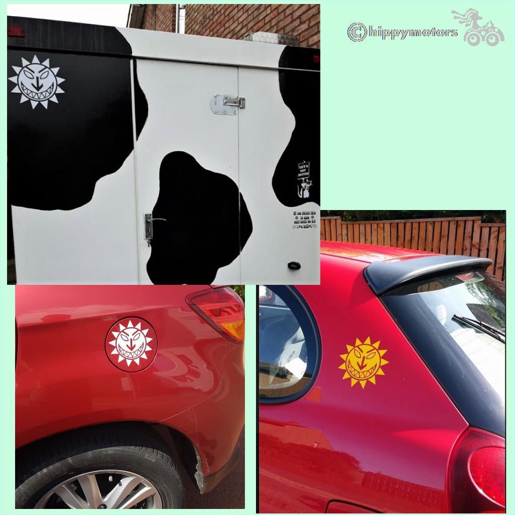 levellers face vinyl sticker on side of van and car