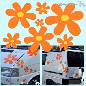 Scooby Doo flower vinyl decals on a car and van