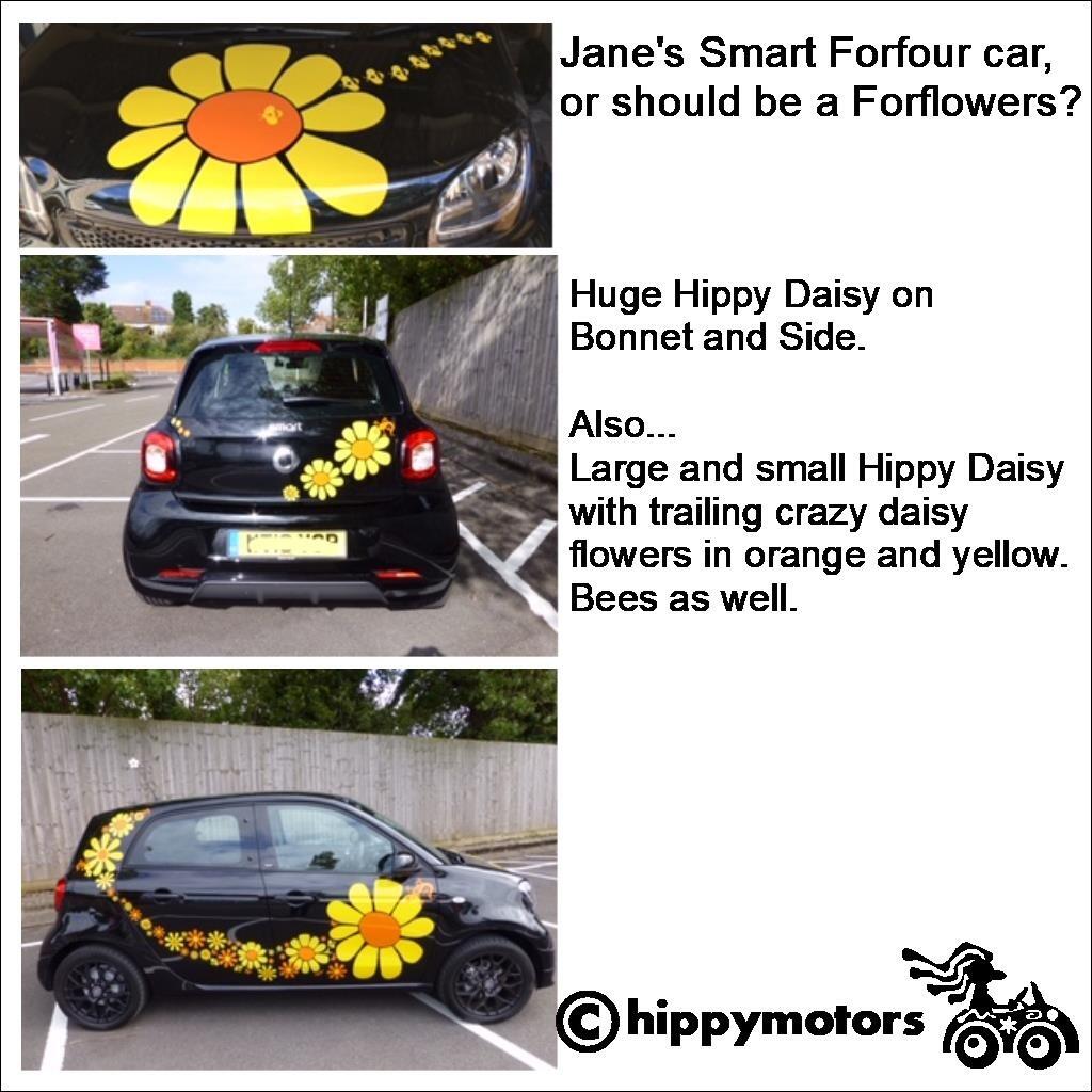 smart car vinyl daisy decals and colourful flower stickers