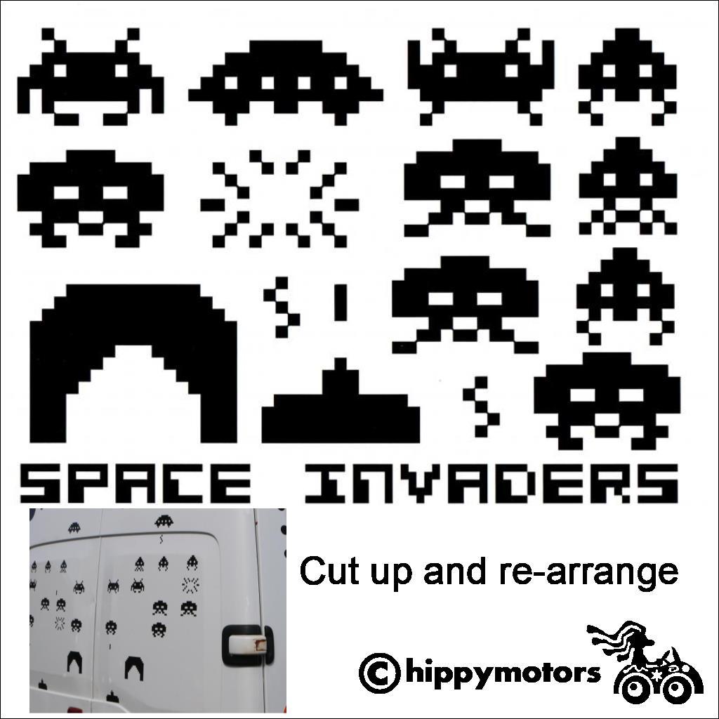 space invader vinyl decals for camper van car window