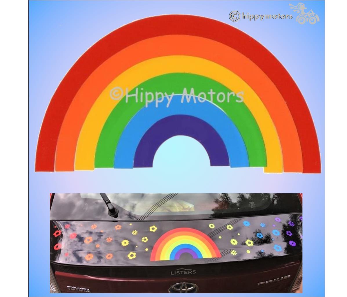 rainbow car sticker caravan decal hippy motors