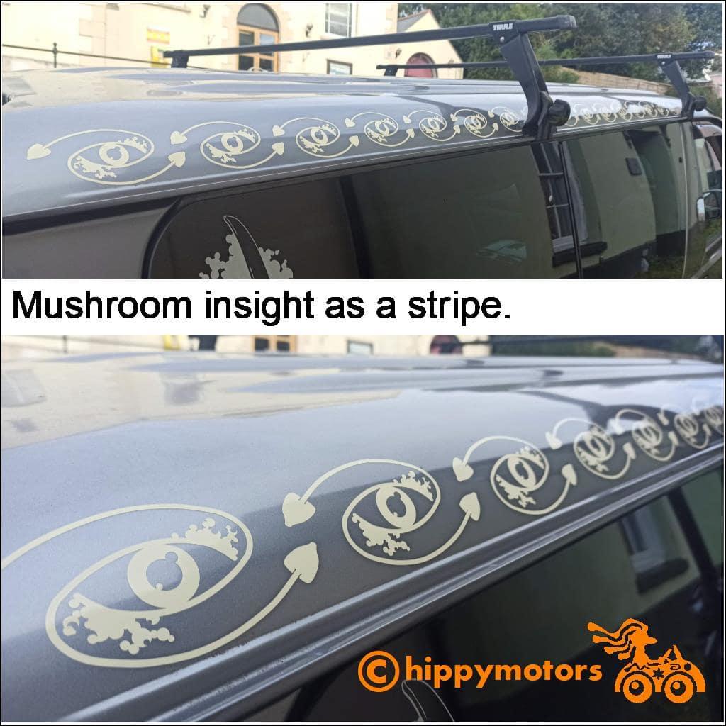 Magic mushroom decal symbol stripe on van