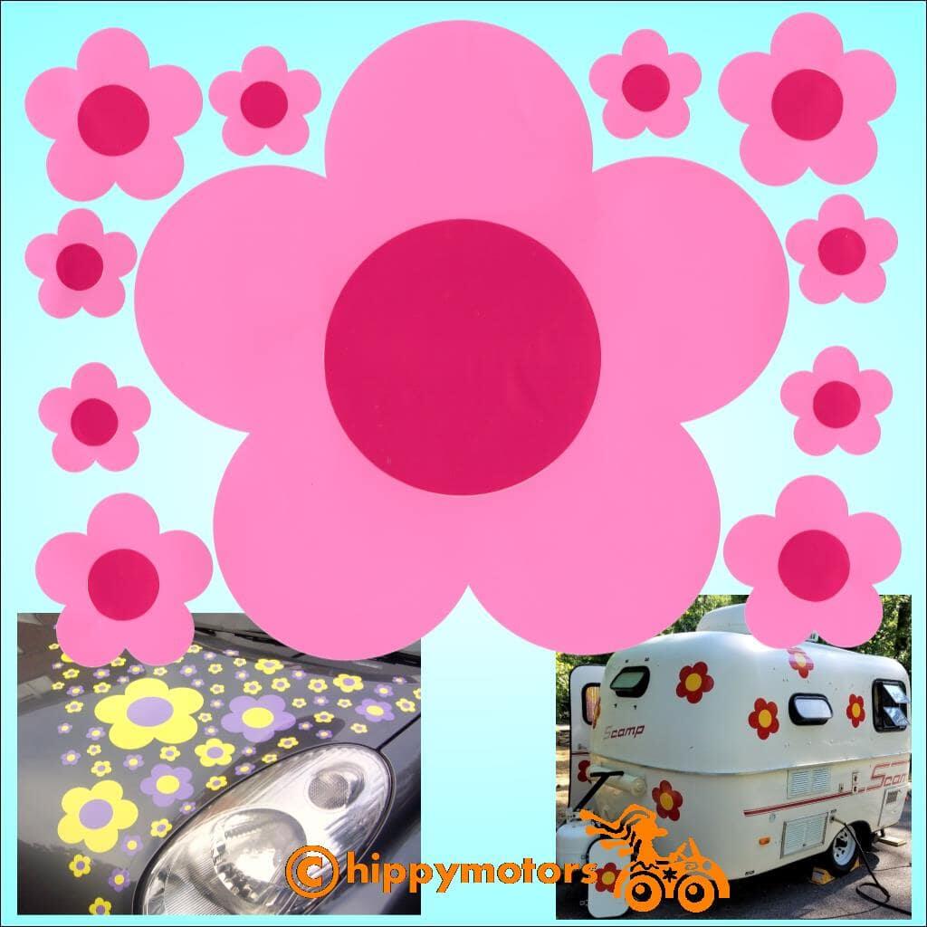 fab flower car sticker decals hippy motors
