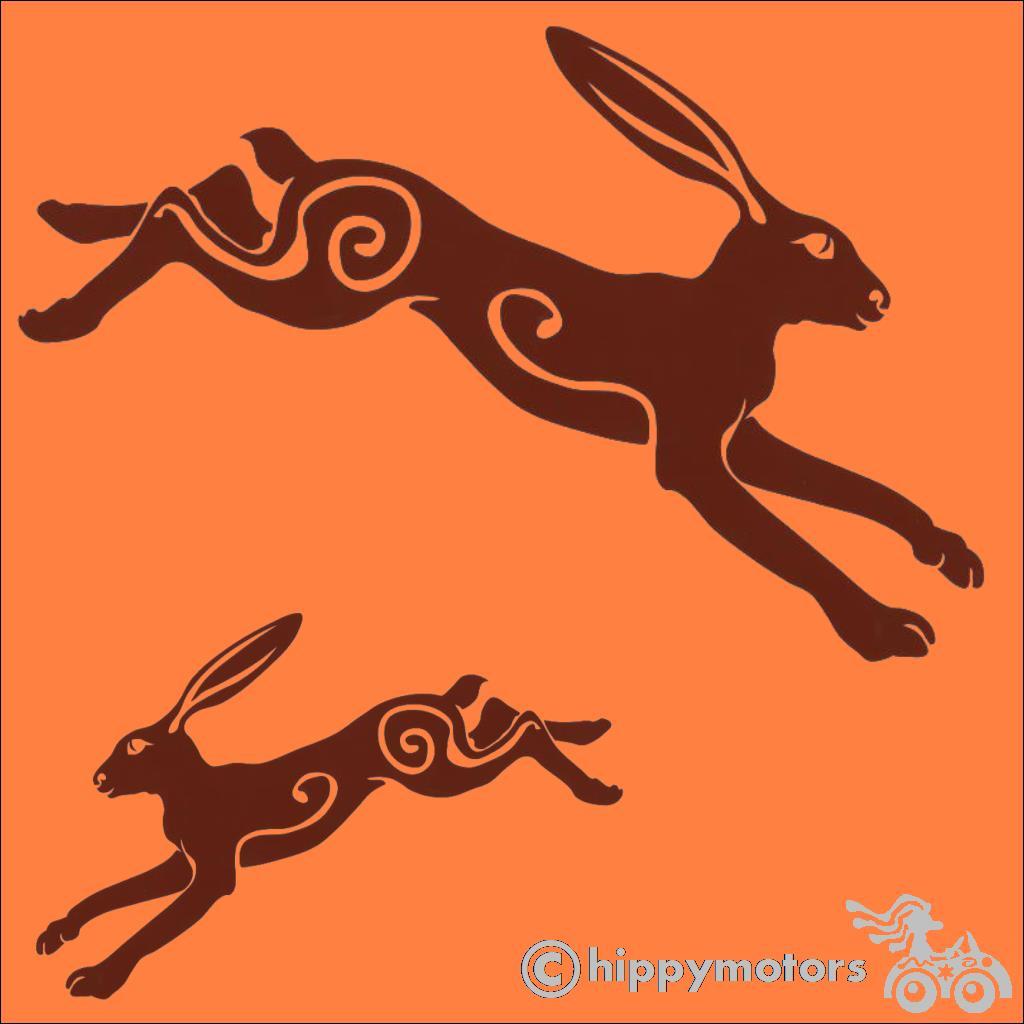 leaping hare car sticker decal hippy motors