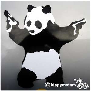 panda decal with guns sticker on car